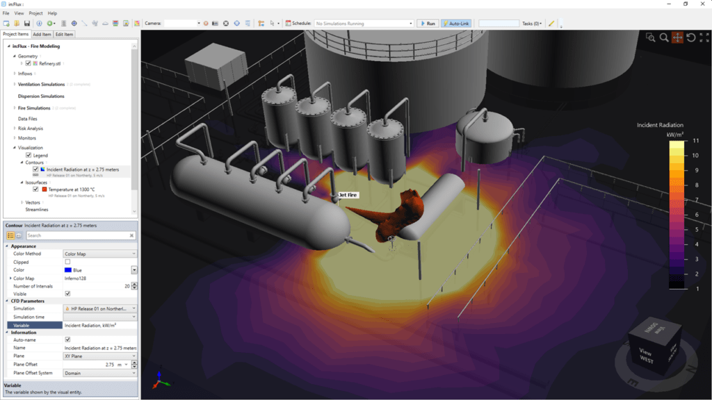 Jet Fire CFD Simulation Fire Modeling Incident Radiation Contour